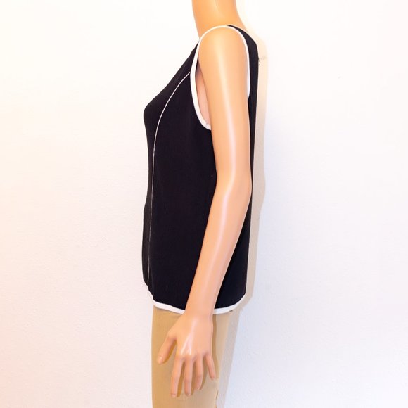 Contrast Detail Black Knit Sleeveless Blouse | Grace Dane Lewis | Size L - Picture 4 of 13